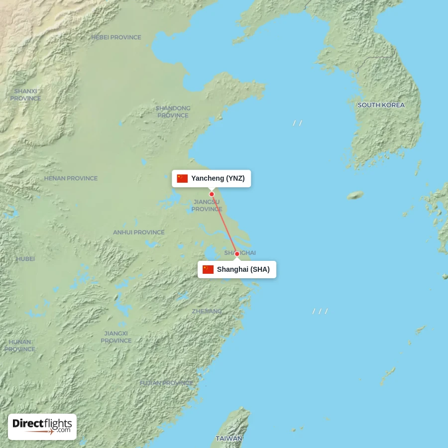 SHA - YNZ route map