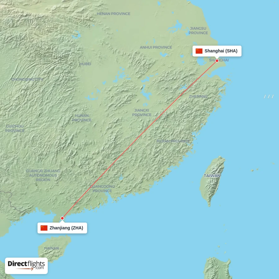 SHA - ZHA route map
