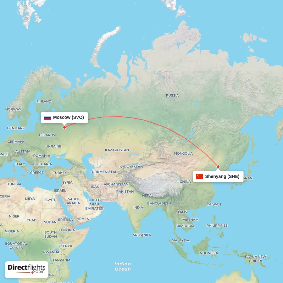 SHE - SVO route map