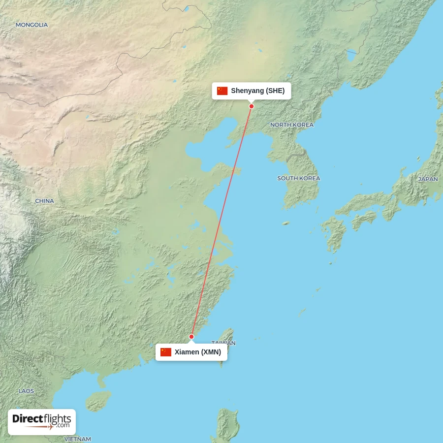 SHE - XMN route map