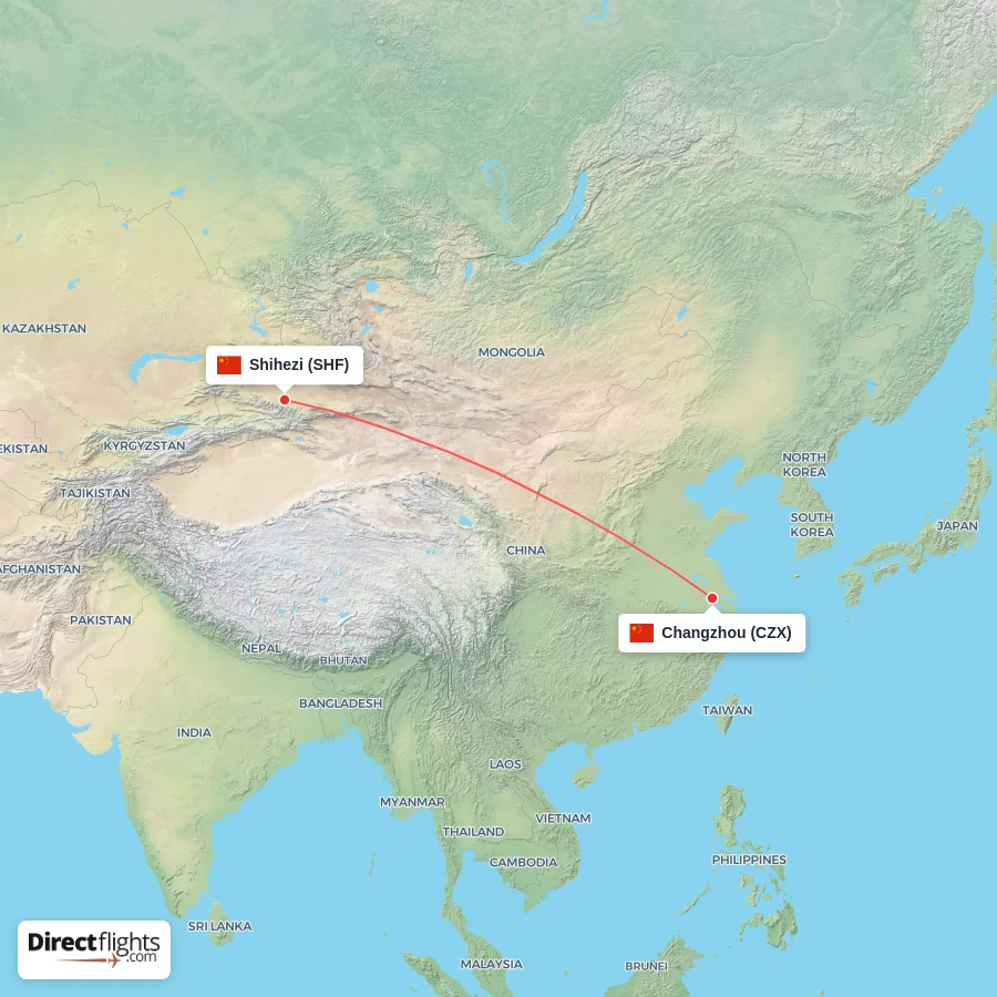 SHF - CZX route map