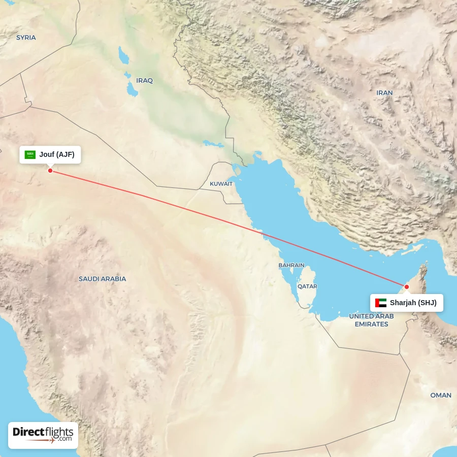SHJ - AJF route map