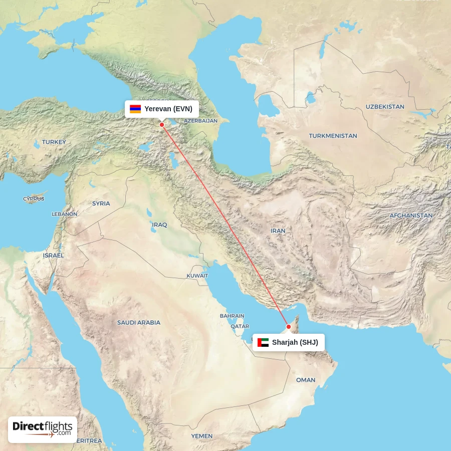 SHJ - EVN route map