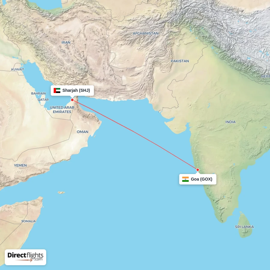 SHJ - GOX route map