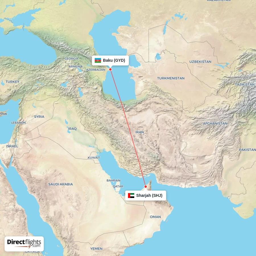 SHJ - GYD route map