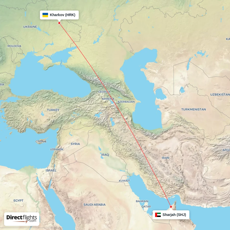 SHJ - HRK route map