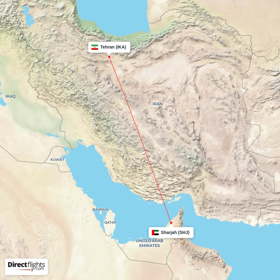 SHJ - IKA route map