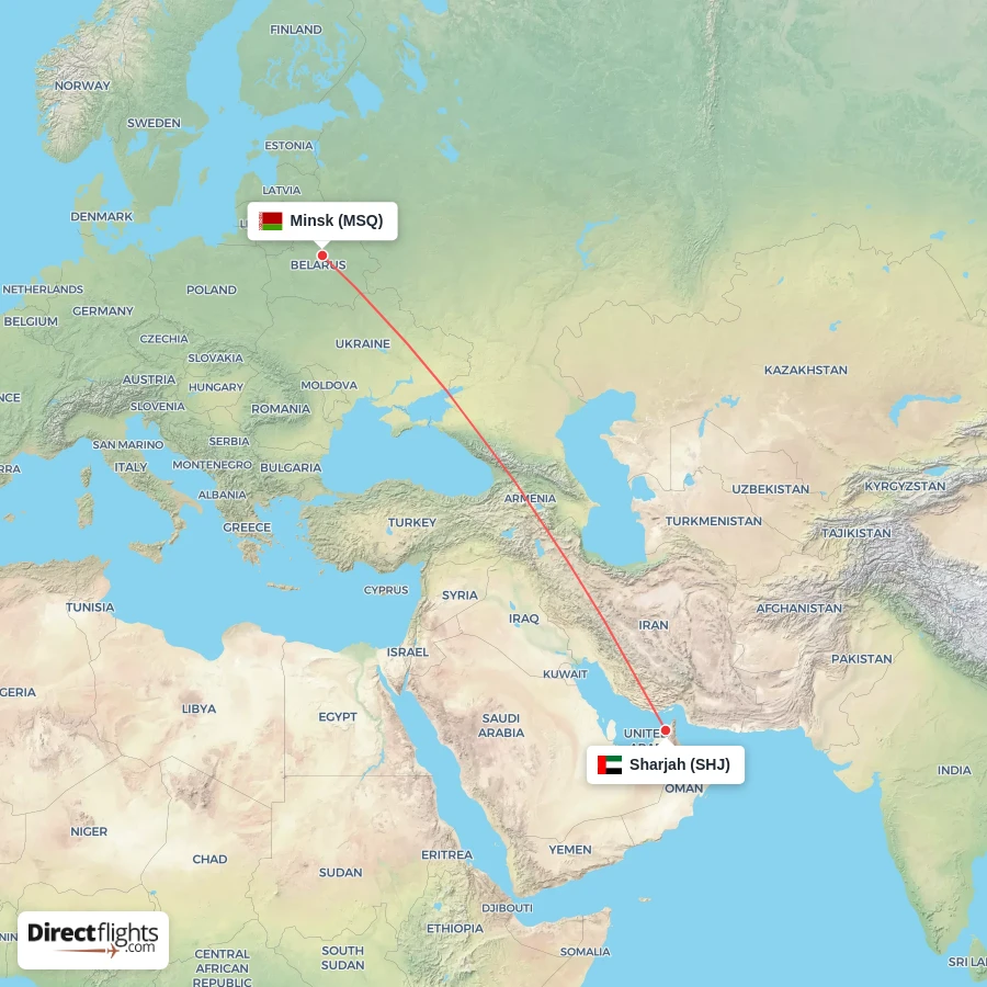 SHJ - MSQ route map