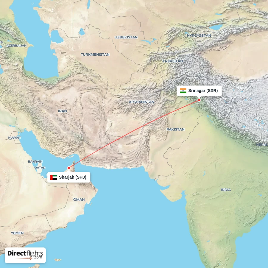 SHJ - SXR route map