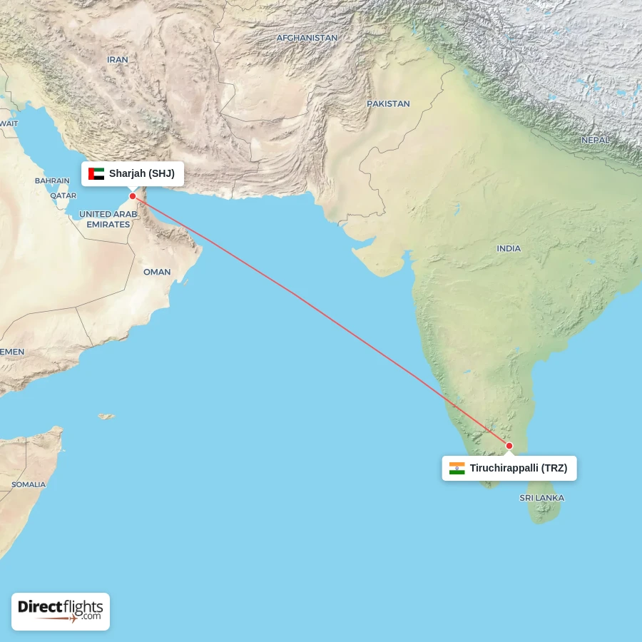 SHJ - TRZ route map