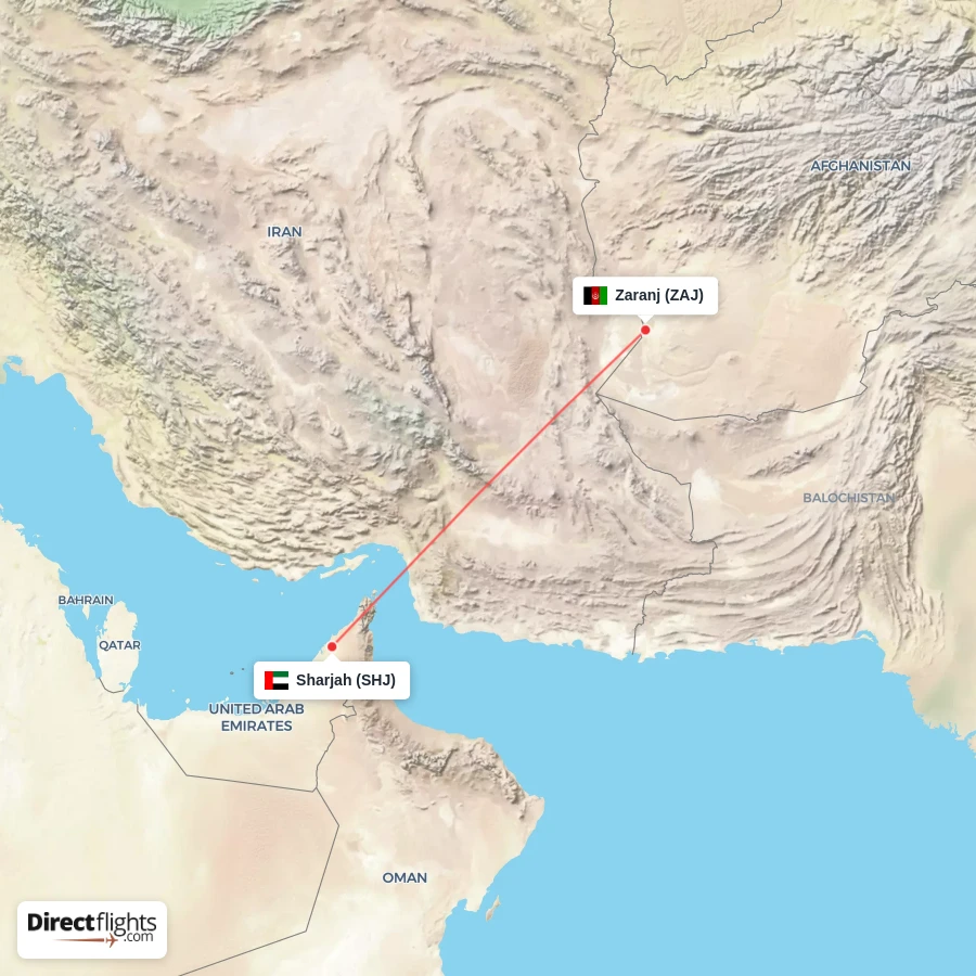 SHJ - ZAJ route map