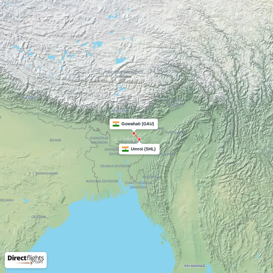 SHL - GAU route map