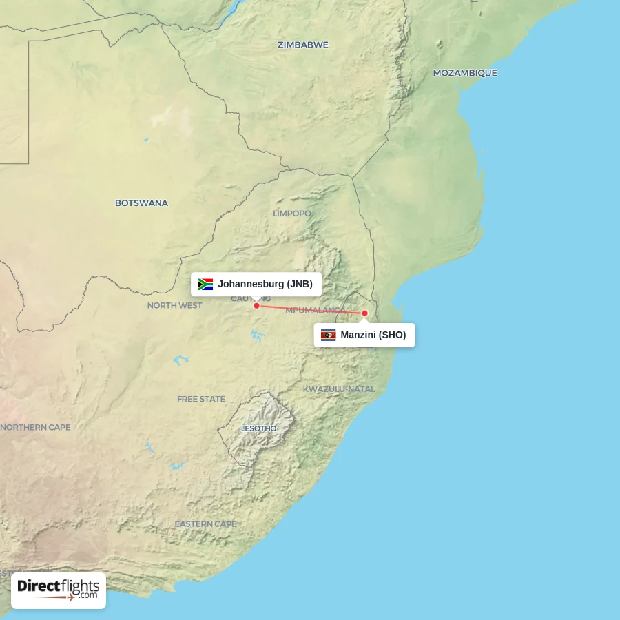 SHO - JNB route map