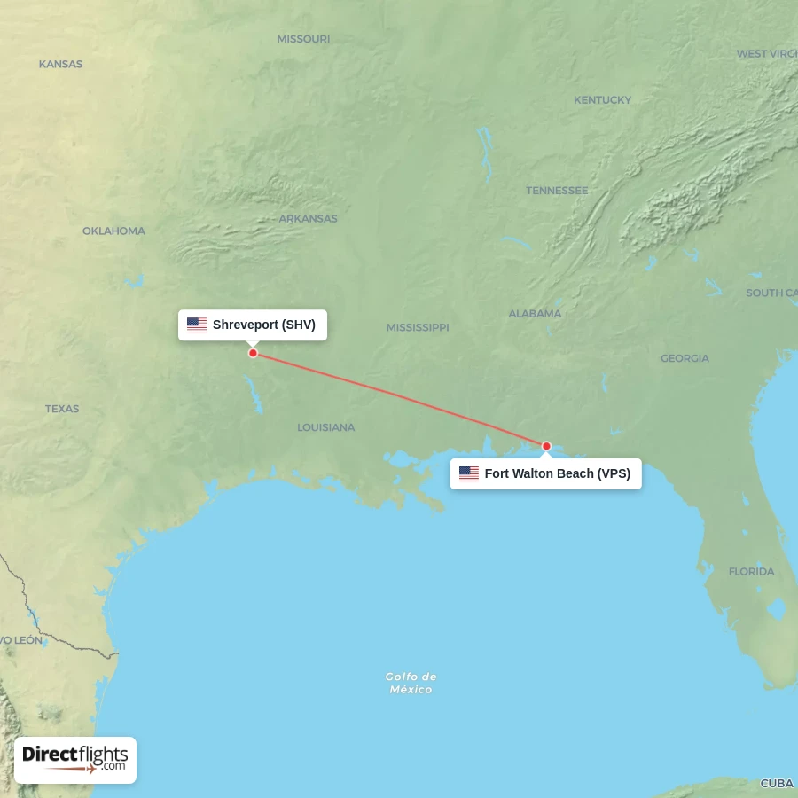 SHV - VPS route map