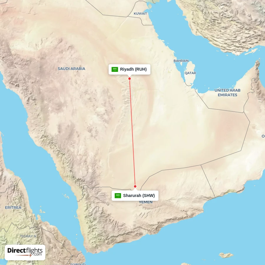 SHW - RUH route map