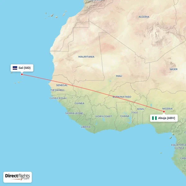 Sal - Abuja direct flight map