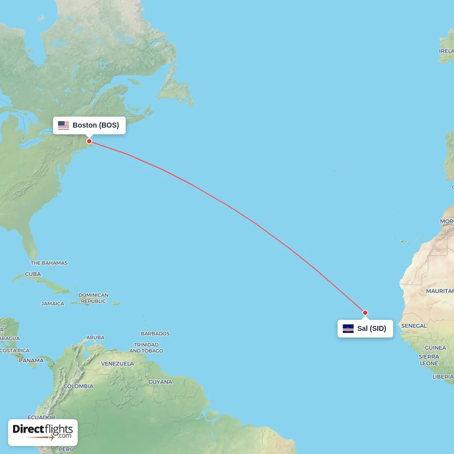 SID - BOS route map