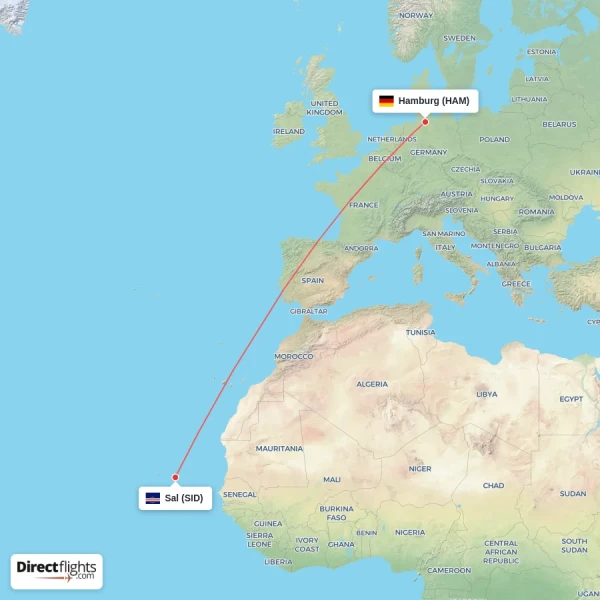 Sal - Hamburg direct flight map