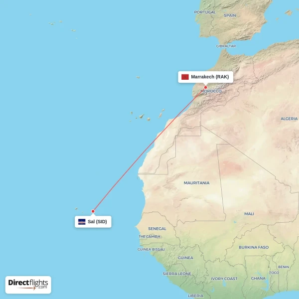 Sal - Marrakech direct flight map