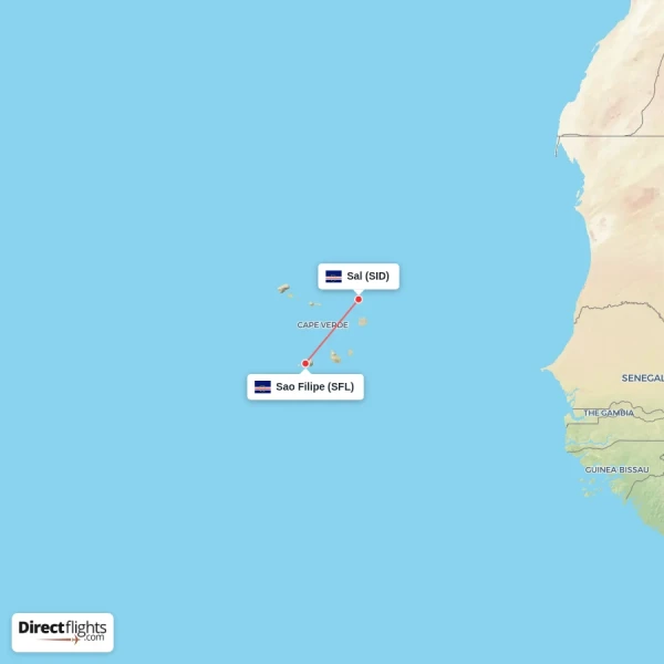 Sal - Sao Filipe direct flight map