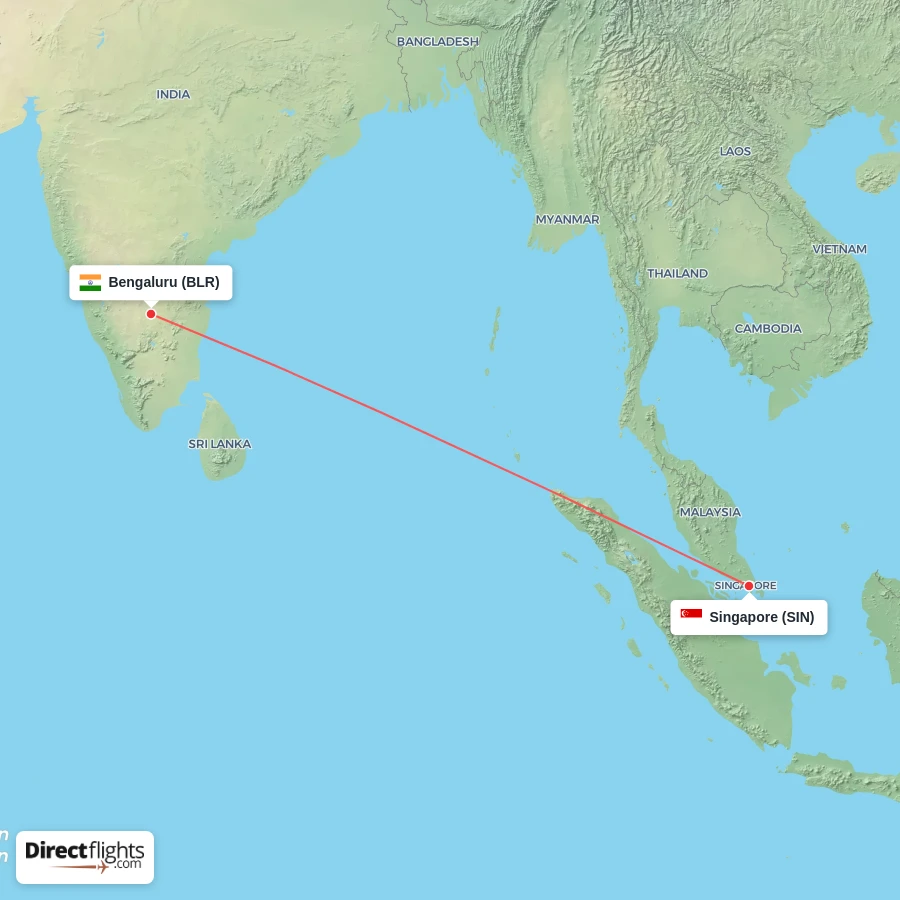SIN - BLR route map