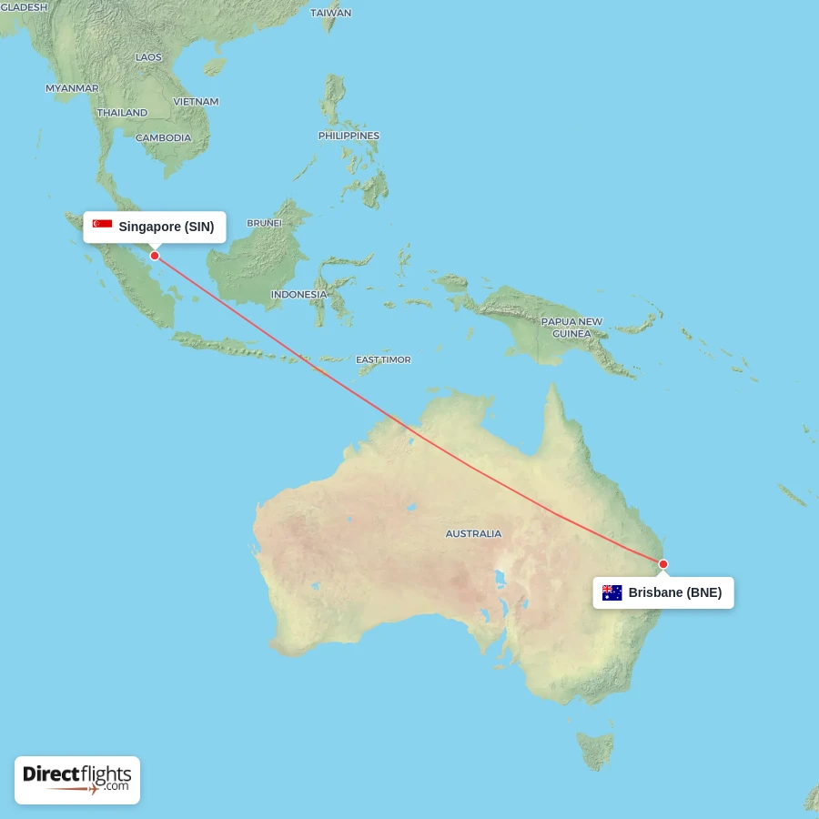 SIN - BNE route map