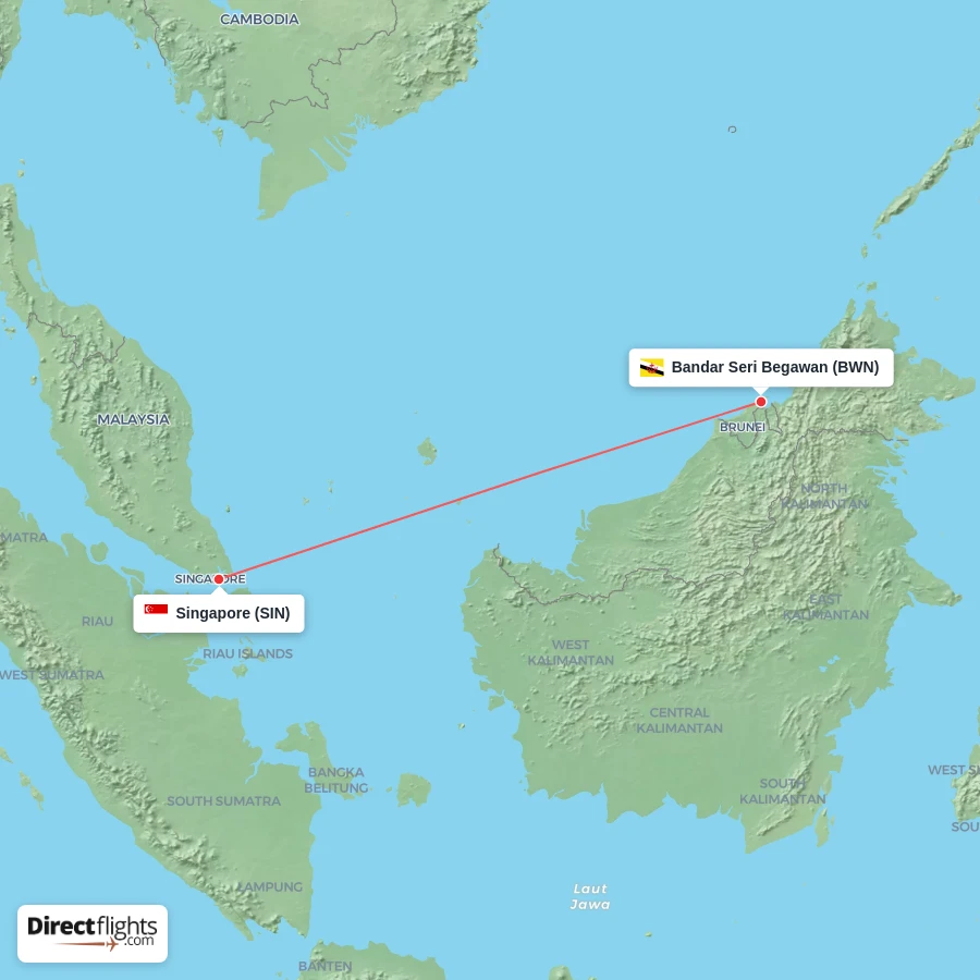 SIN - BWN route map