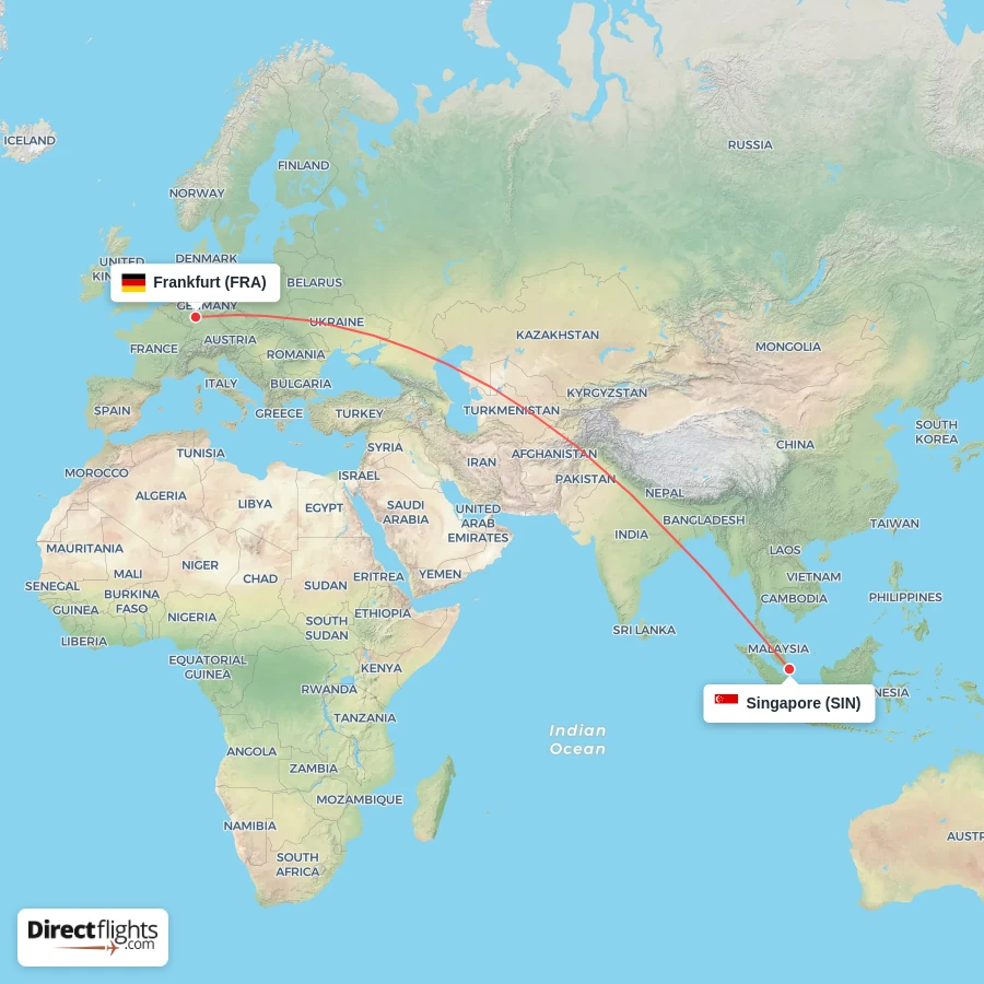 SIN - FRA route map