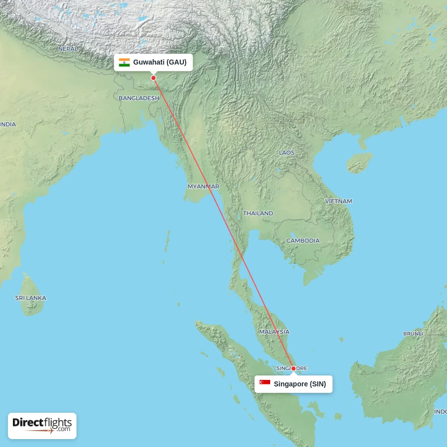 SIN - GAU route map