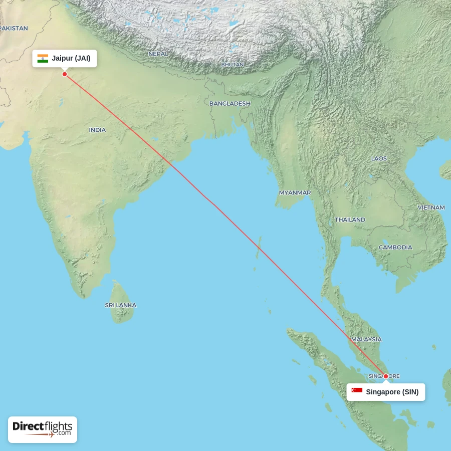 SIN - JAI route map