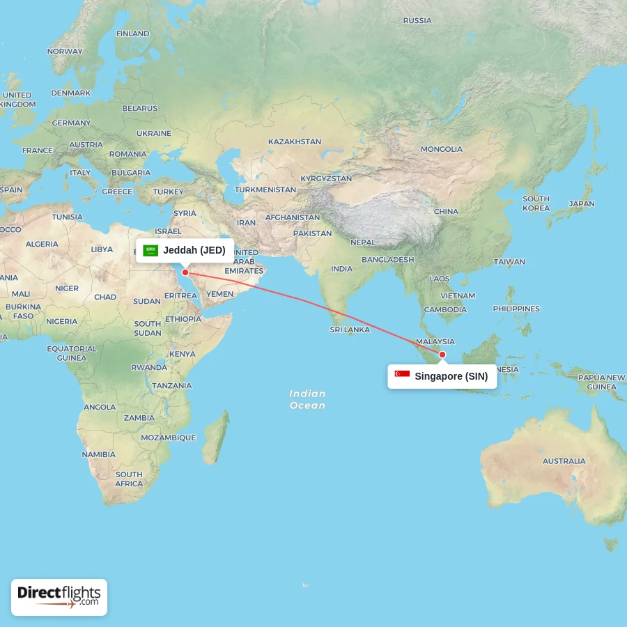 SIN - JED route map