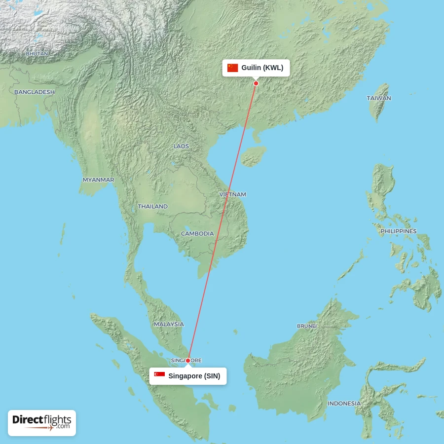 SIN - KWL route map