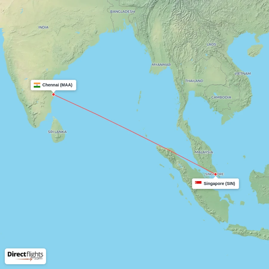 SIN - MAA route map