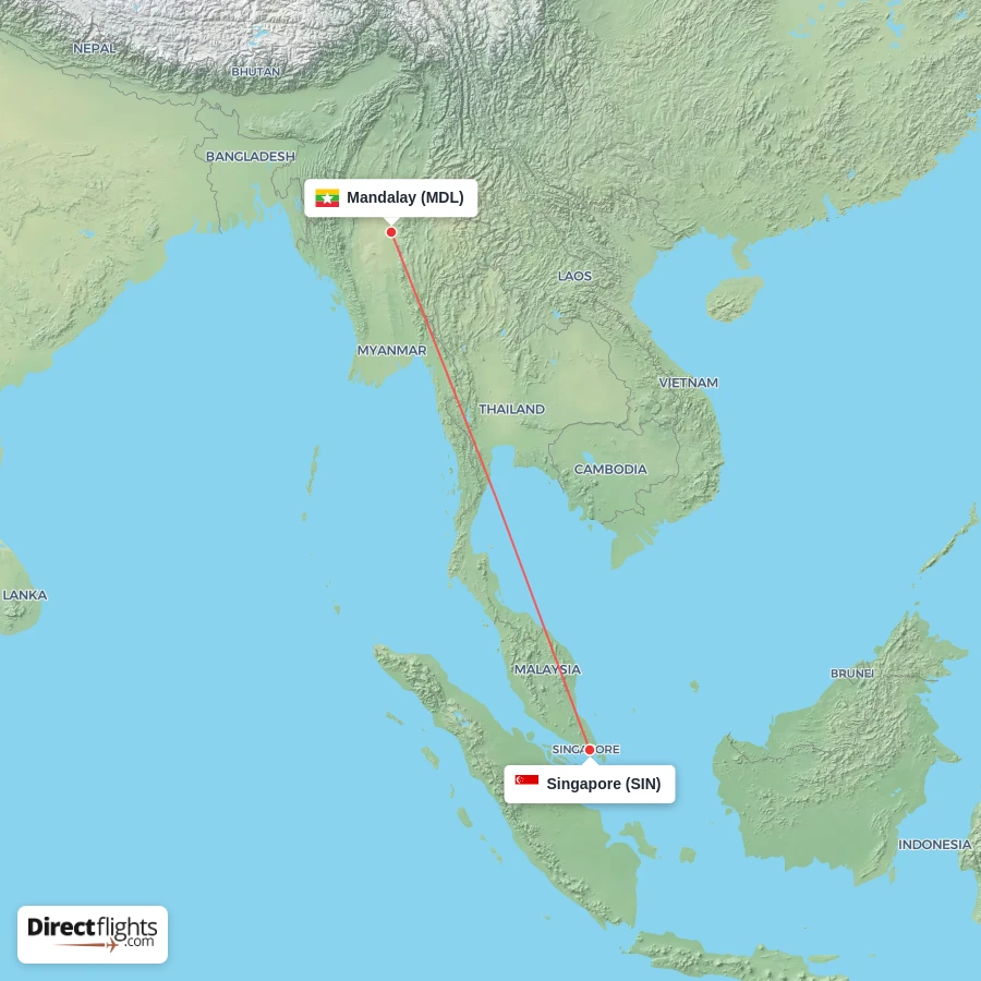 SIN - MDL route map