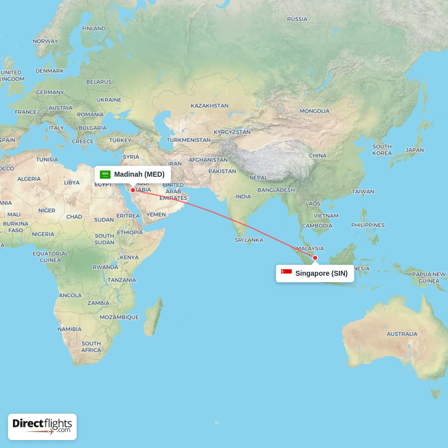 SIN - MED route map