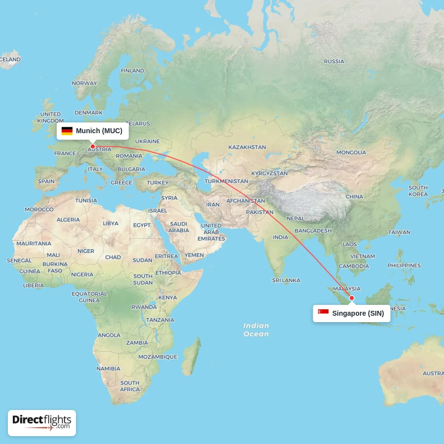 SIN - MUC route map