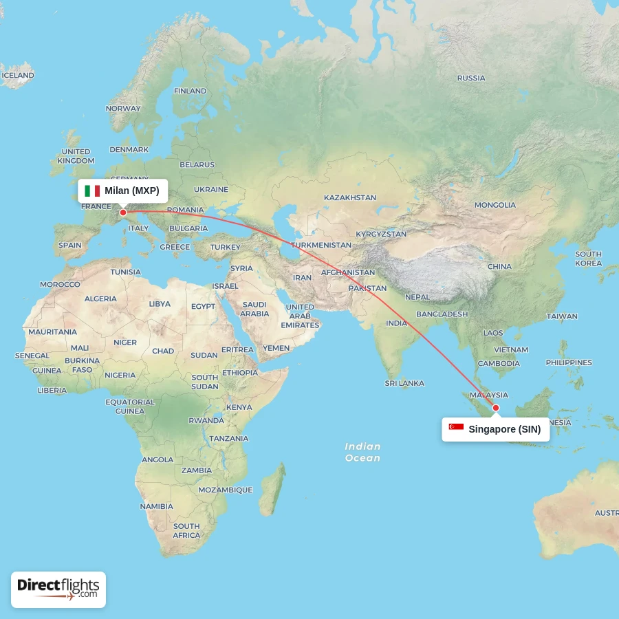 SIN - MXP route map