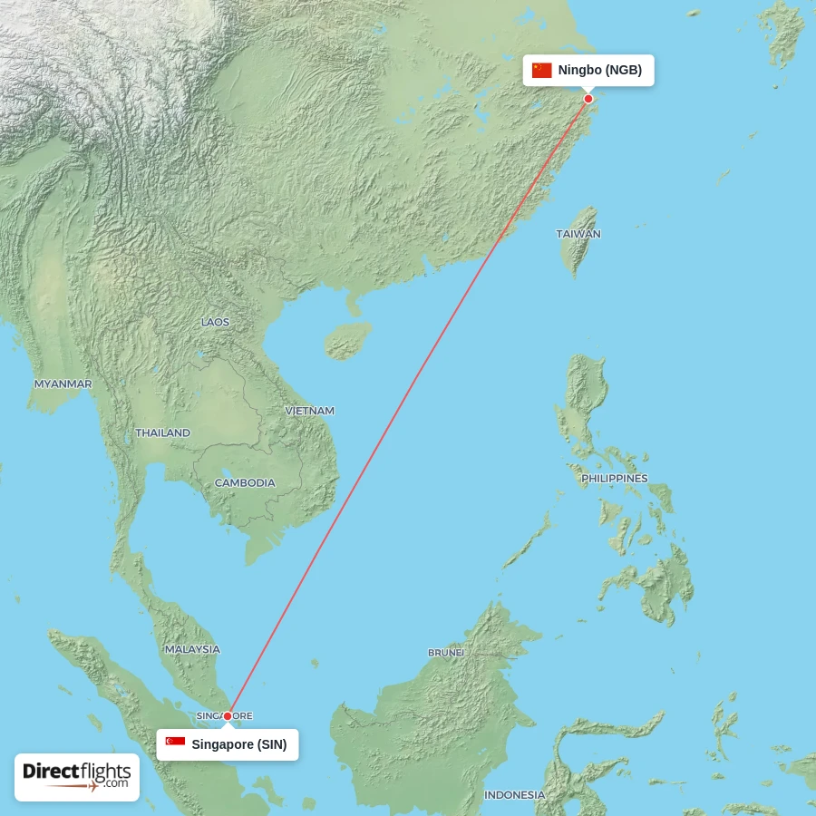 SIN - NGB route map