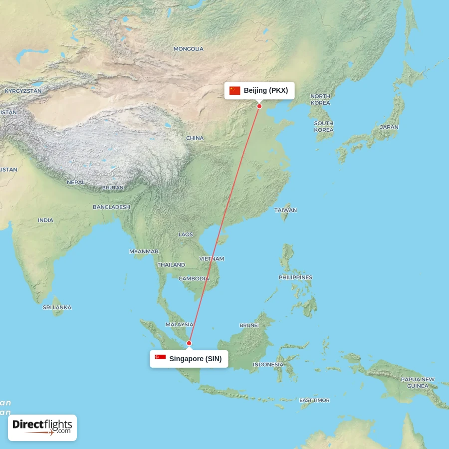 SIN - PKX route map