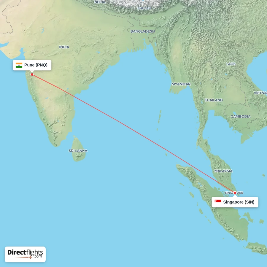 SIN - PNQ route map