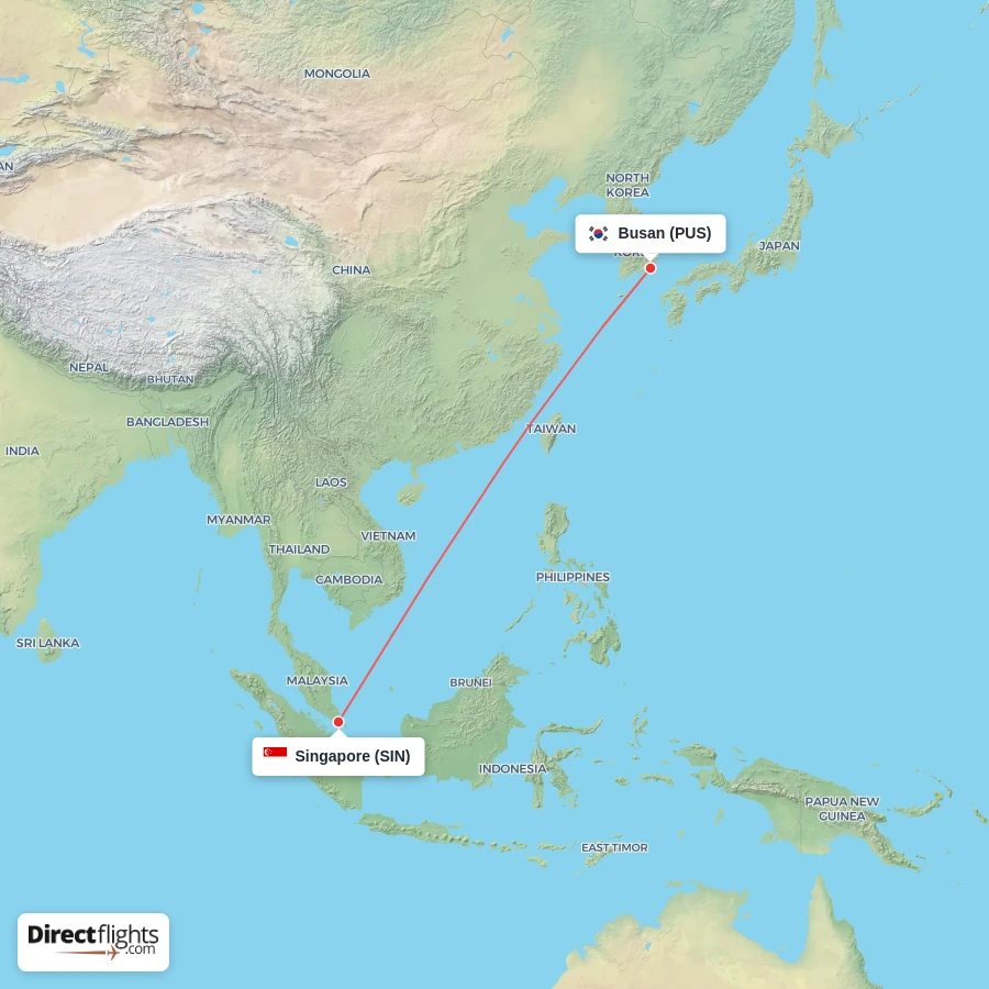 SIN - PUS route map