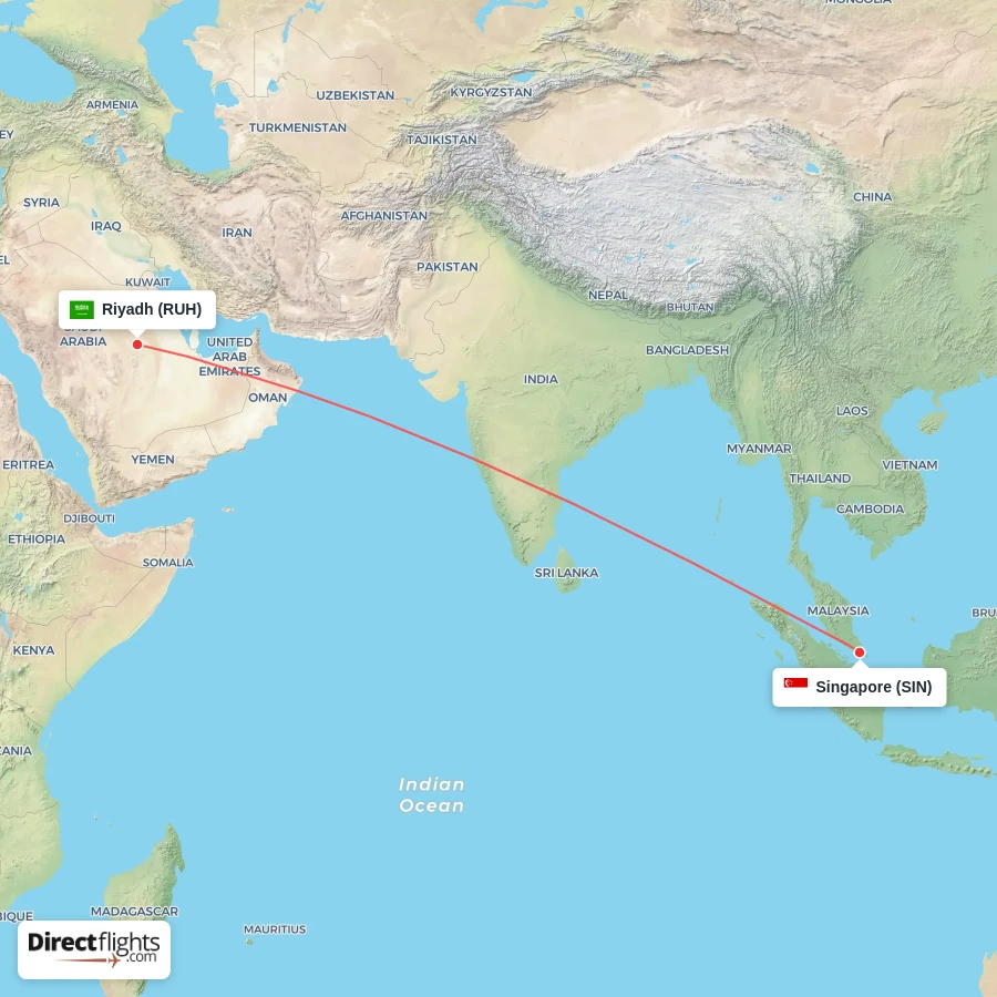 SIN - RUH route map