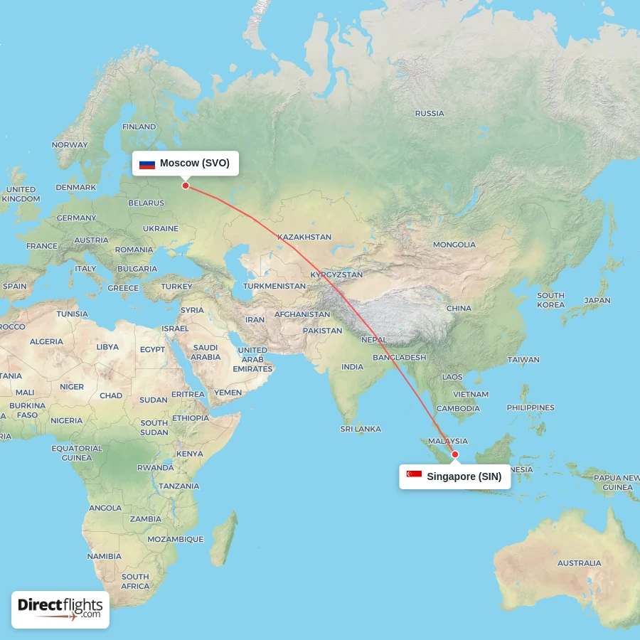 SIN - SVO route map