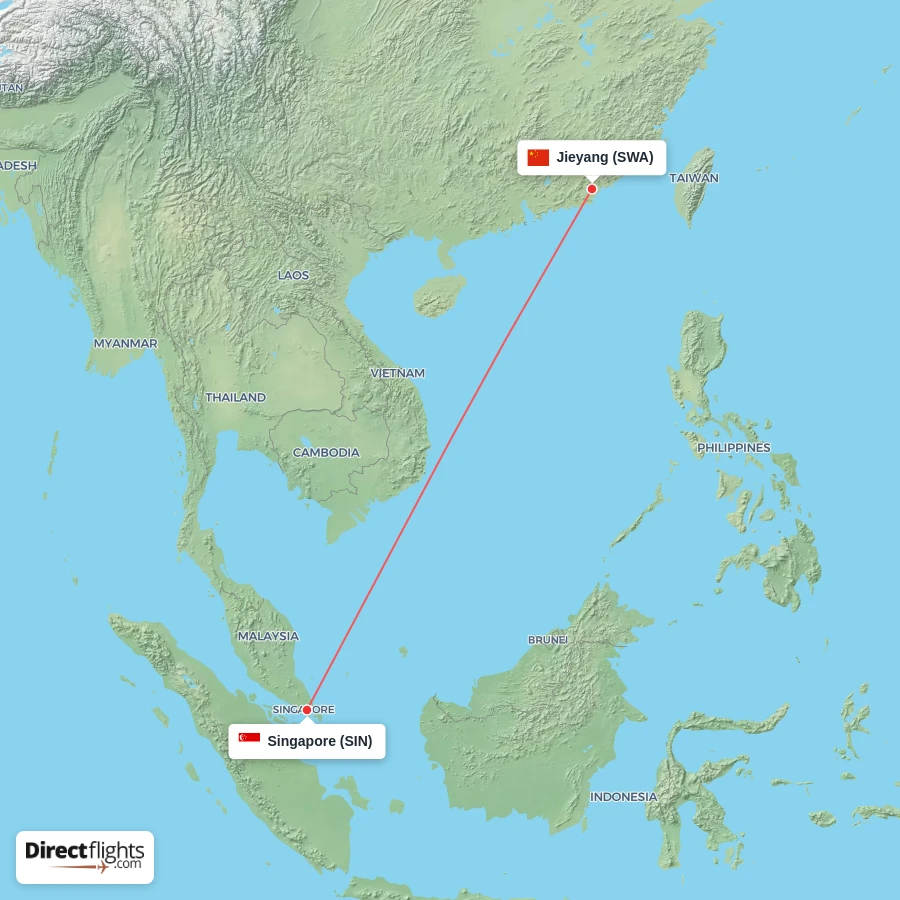 SIN - SWA route map