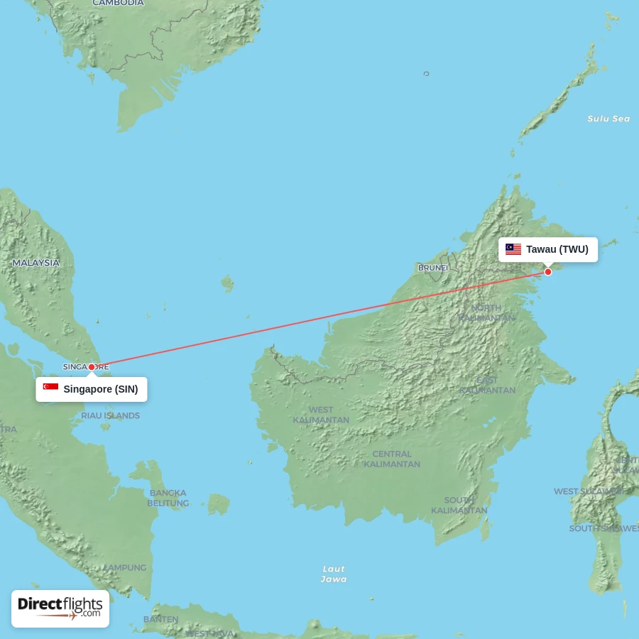 SIN - TWU route map