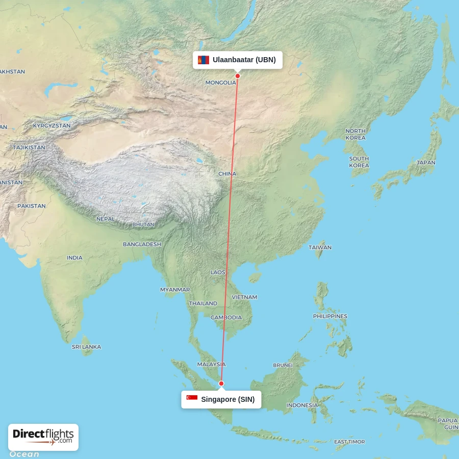 SIN - UBN route map