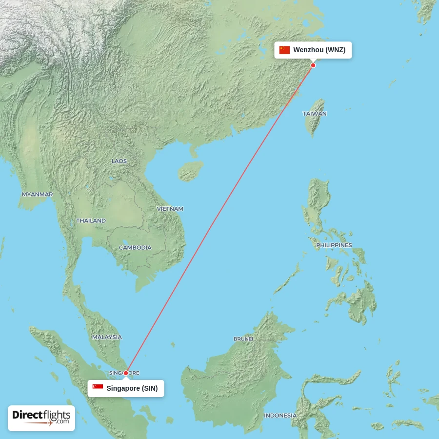 SIN - WNZ route map