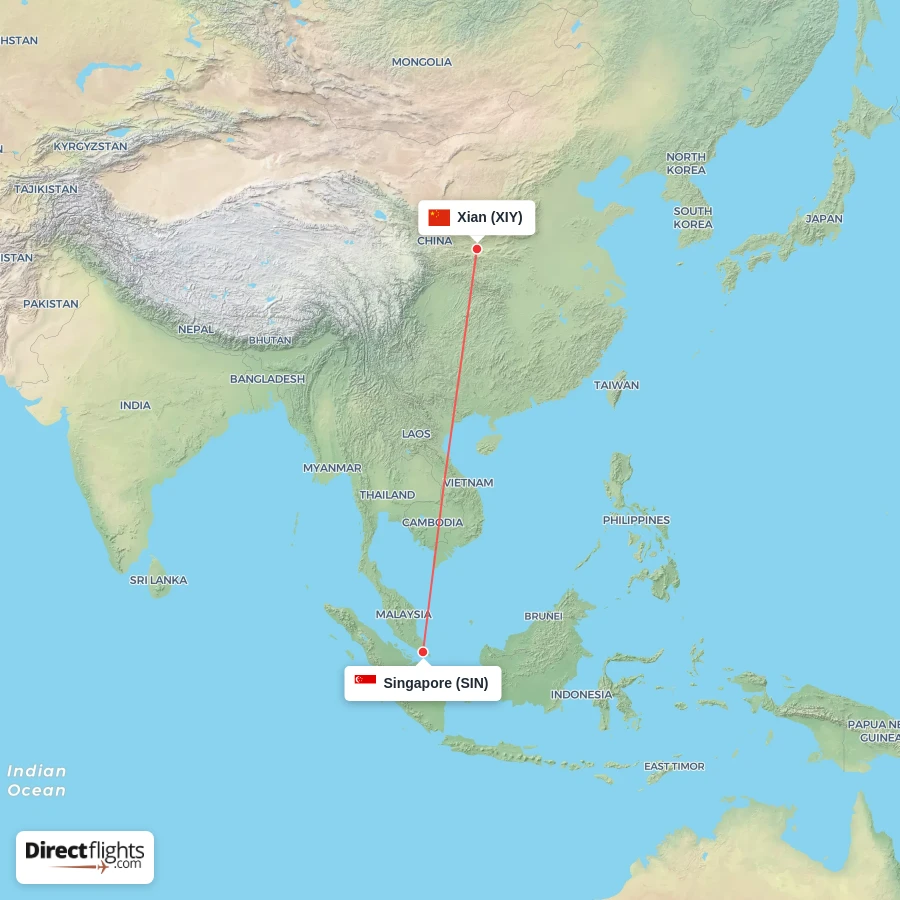 SIN - XIY route map