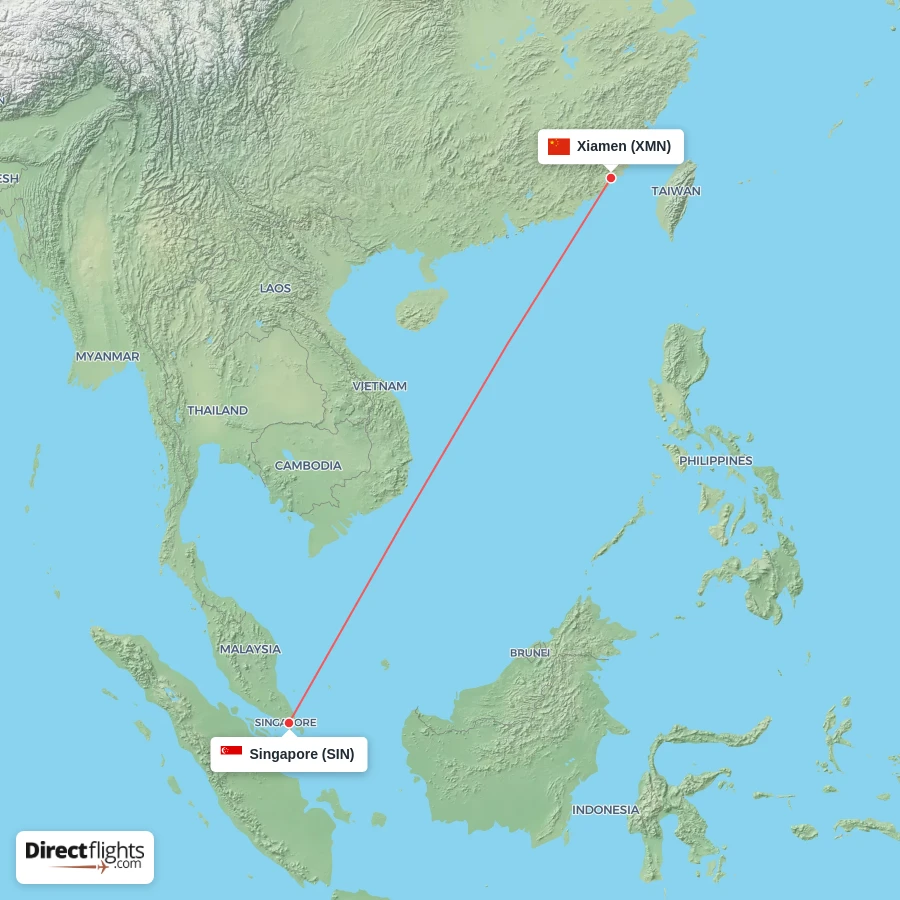 SIN - XMN route map