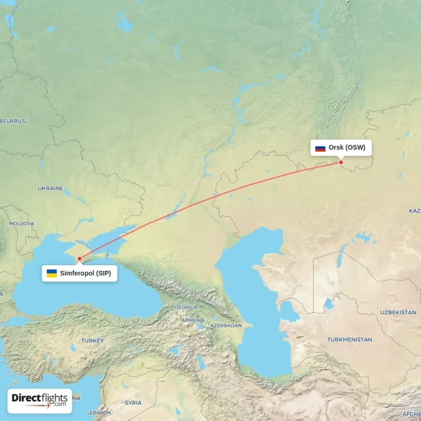 Simferopol - Orsk direct flight map